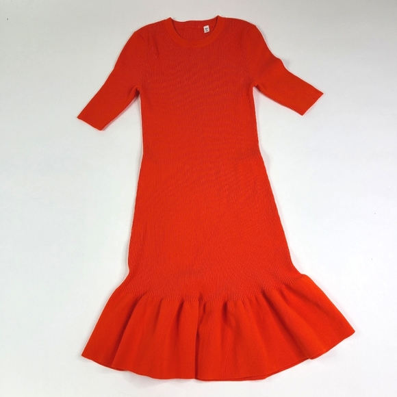 A.L.C. Orange Knit Fit & Flare Dress sz XS - Picture 2 of 4